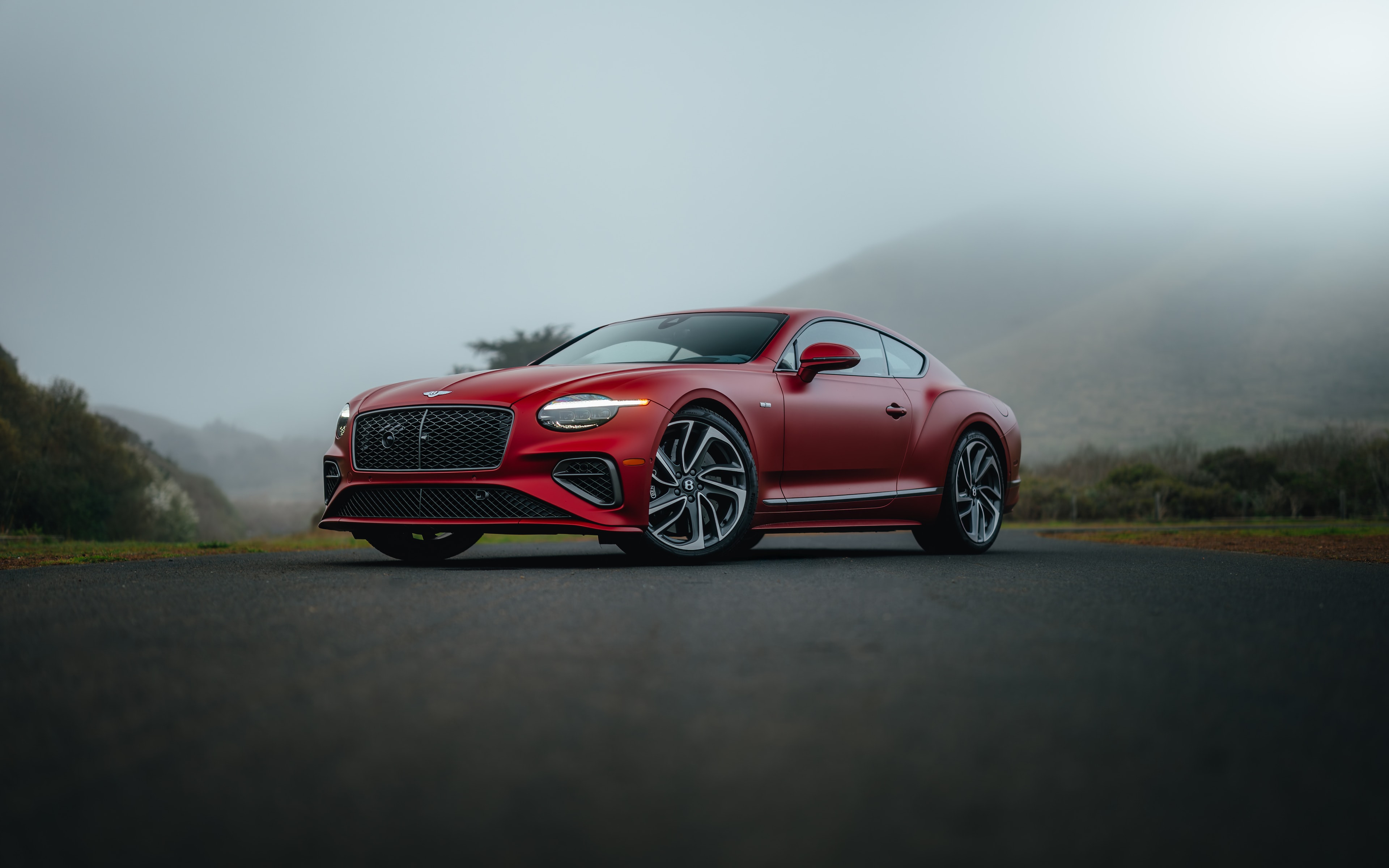 Bentley Continental GT front three-quarter in heavy coastal fog