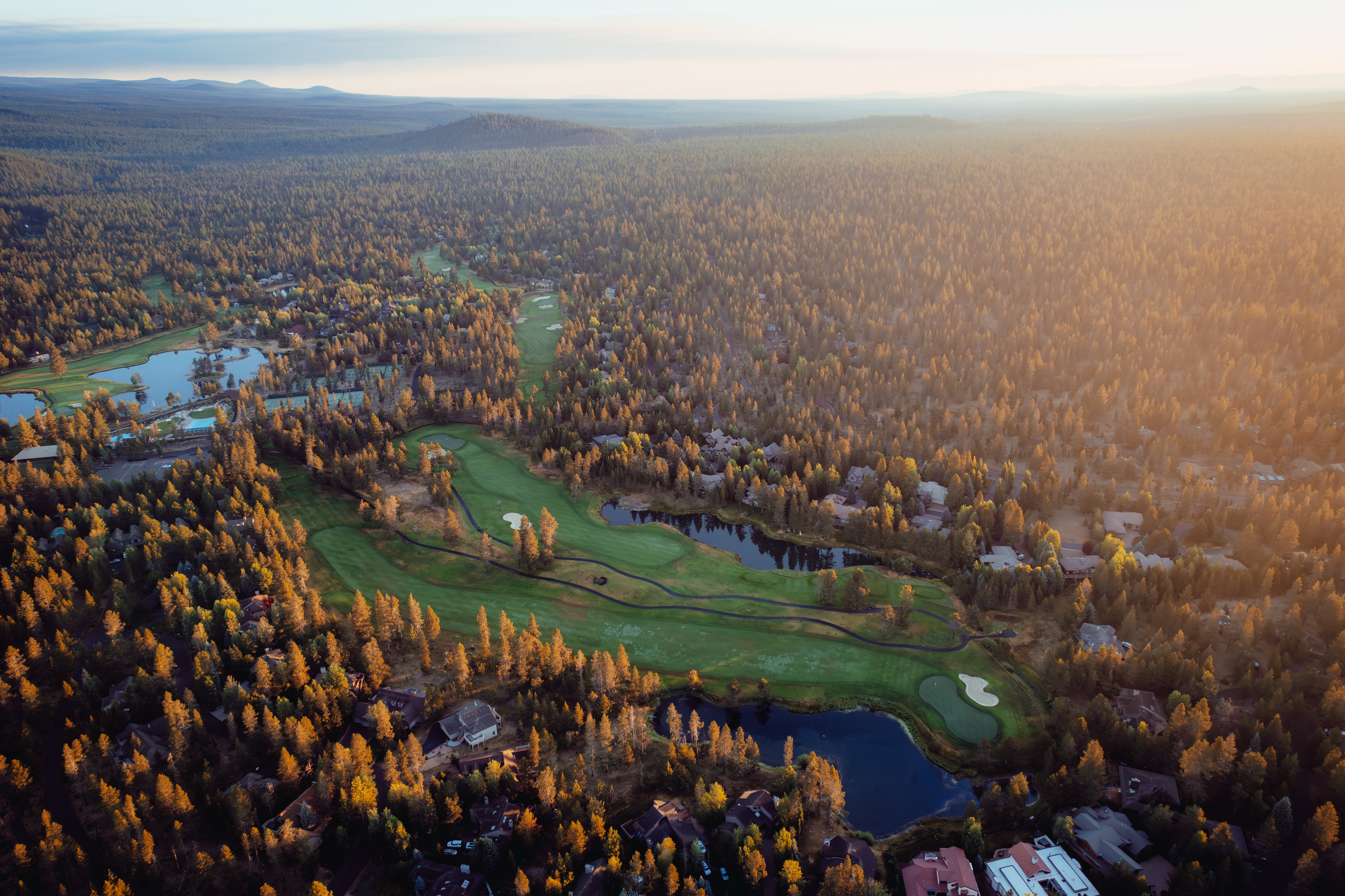 Autumn aerial over the Woodlands course